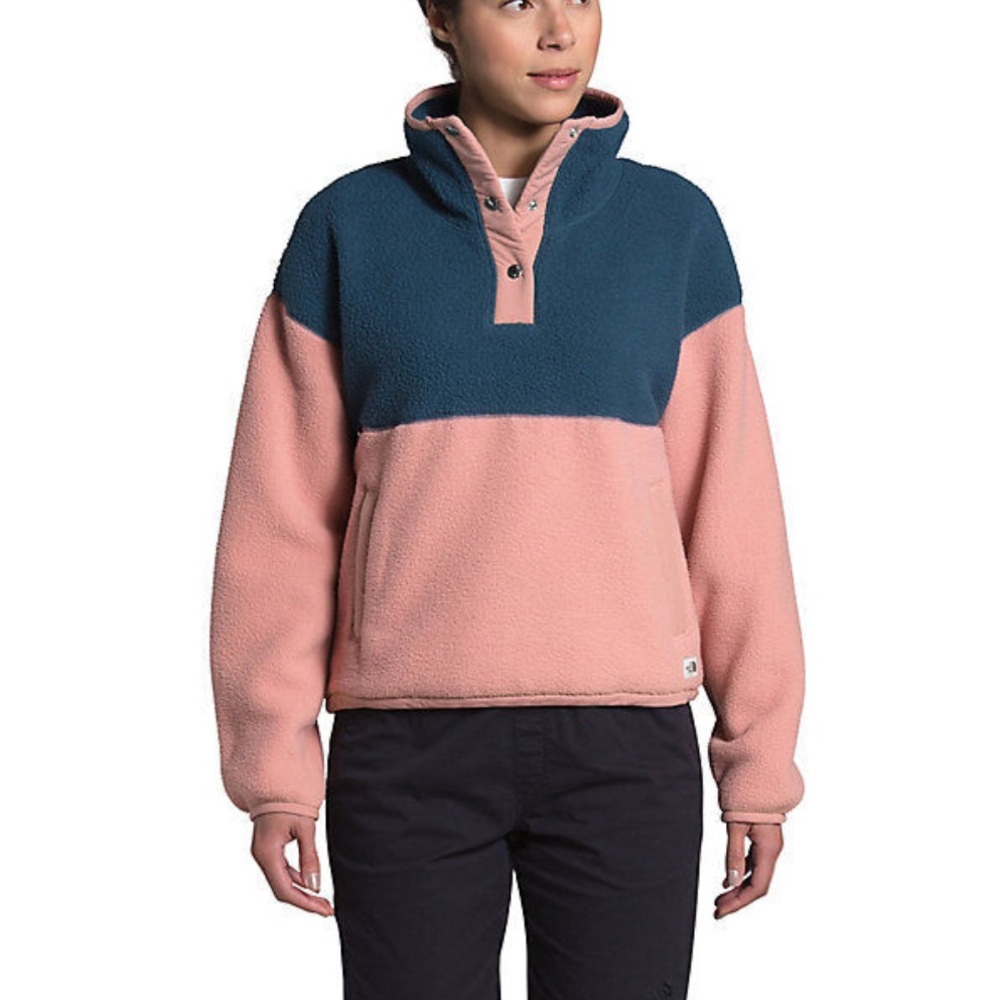 The North Face Pink and Blue Fleece Pullover